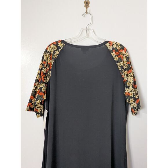 LuLaRoe Julia T-shirt Dress Size 3XL Black Floral Stretch NEW - Picture 8 of 9